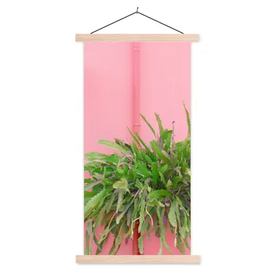 Produktbild von MuchoWow® Textilposter Pflanze - Sommer - Rosa 40x80 cm mit holzfarbenen Rahmen - Wohnzimmer
