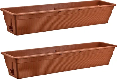 Image de 2x Bac à fleurs 100cm Bac de balcon avec réservoir d'eau Terracota 25L - Bac à fleurs résistant aux intempéries Bac à plantes avec insert pour jardin et balcon résistant aux intempéries