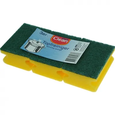Obrázek produktu pro Schwamm Topfreiniger CLEAN mit Griffleiste 3er