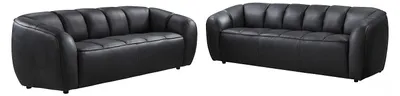 Produktbild von 3-Sitzer und 2-Sitzer Sofa aus schwarzem Leder PRADONI