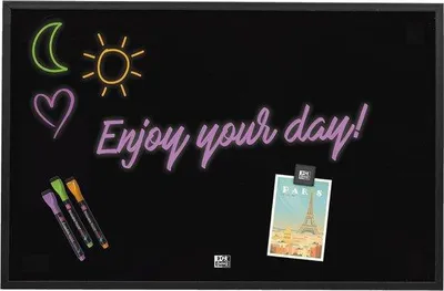 Image de Tableau magnétique noir A3 avec marqueurs et aimants - kit de fixation murale inclus