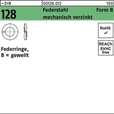 Produktbild von Reyher  Federringe DIN 128 Federst. B 12 mech Zn (500 Stück)