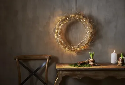 Produktbild von Star Trading Wreath Fizzy, Leichte Dekorationsfigur, Gold, Transparent, Ambiente, IP20, 50 Glühbirne(n), LED
