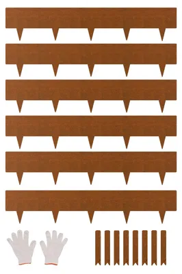 Produktbild von VEVOR Stahl Landschaftsrand, 6 Pakete 40 x 8 Zoll wetterbeständiger & vorgerosteter Metall-Landschaftsrand, biegsamer Gartenrand, Haifischspitze, Rasenrand für Blumenbeet, Gartenweg-Trenner, 40 x 8 Zoll, Zinke