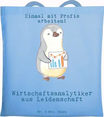 Produktbild von Mr. & Mrs. Panda Shopping Tasche Wirtschaftsanalytiker Leidenschaft - Sky Blue - Geschenk, canvas, Beutel, Jutebeutel, Tote Bag