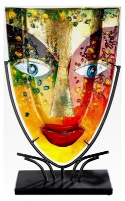 Produktbild von GILDE GlasArt Dekovase - Gesicht Blau Auge Glas - Deko Wohnzimmer - Höhe 47 cm