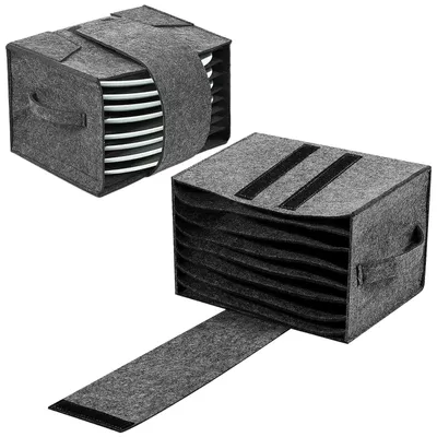 Produktbild von Aufbewahrungsbox für Teller aus Filz mit 8 Fächern