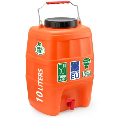 Produktbild von Wasserkanister Camping Kanister Wassertank Behälter Wasserbehälter mit Deckel Hahn Metallgriff 10 Liter orange