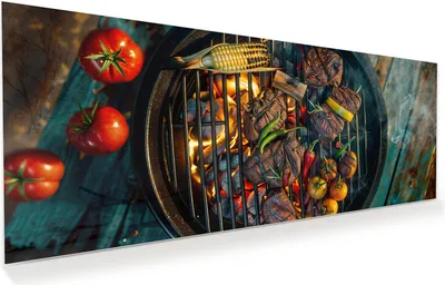 Produktbild von Glasbild 150x60cm in XXL für Wohnzimmer, Schlafzimmer Motiv Sommergrillfest