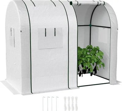 Image de Serre de jardin 1,8 m2 serre š€ tomates 2 portes zippšŠes dšŠroulantes 4 fenšºtres enroulables acier PE 135 g/m2 blanc