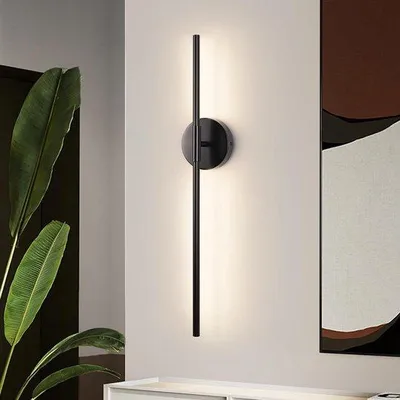 Image de Applique murale LED 70 cm noire - Salon, chambre, couloir, cage d'escalier - Éclairage indirect de cuisine - 4000 K