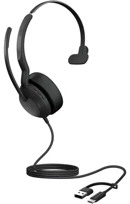 Zdjęcie produktu dla Jabra Evolve2 50, Przewodowa, 20 - 20000 Hz, Biuro/centrum telefoniczne, 99 g, Zestaw słuchawkowy, Czarny