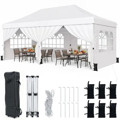 Produktbild von KOMFOTTEU 3x6 m Faltpavillon mit 4 abnehmbaren Seitenwänden