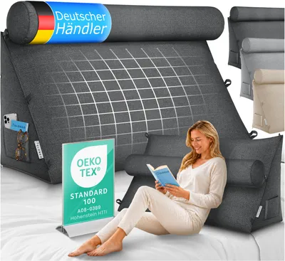 Image de ELONEO Coussin dorsal avec traversin amovible et poche latérale, coussin de soutien dorsal avec housse lavable