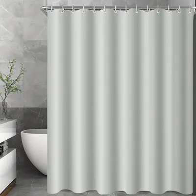 Produktbild von Duschvorhang 80 x 200 cm, Grau, beschwerter Saum, schimmelresistentes Material, wasserabweisend, waschbares Polyester, Badewannenvorhang mit 8 Duschvorhangringen