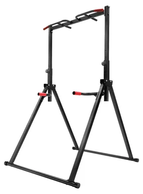 Immagine prodotto di Stazione per trazioni autoportante - Barra per trazioni triangolare - Altezza regolabile da 1,75 a 2,3 metri - Capacità di carico: 200 kg - Struttura in acciaio - Adatta per palestre domestiche e uso esterno - Colore: nero