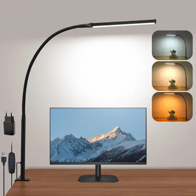 Produktbild von LED-Schreibtischlampe zum Anklipsen, 3 Farben und 10 Helligkeitsstufen, Augenschutz-Schreibtischlampe, Schreibtischlampe, Klemmleuchte