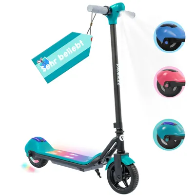 Produktbild von VANKEL Kinder E-Scooter Grün, 110W Motor, LED & Bluetooth, 3 Geschwindigkeitsmodi, leicht & sicher, für Kinder 6–12 Jahre
