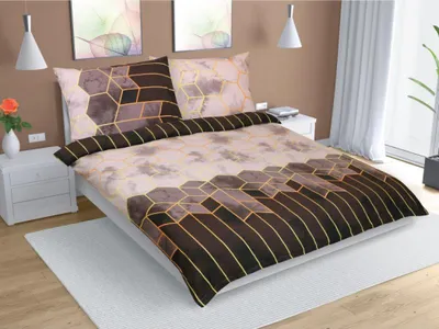 Image de Parure de lit en coton - 1 pièce 200 x 200, 70 x 90 - marron