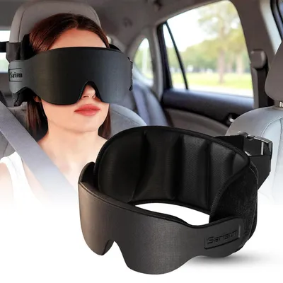 Productafbeelding van Autokussen voor de nek met 3D-slaapmasker, 360° hoofdsteun, zwart