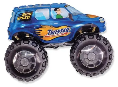 Produktbild von Auto Twister Truck Folienballon, Blau 62 cm