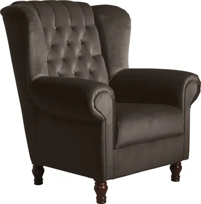 Produktbild von Max Winzer Ohrenbackensessel Vary - Samtvelours braun - Maße: 91 x 90 x 101 cm