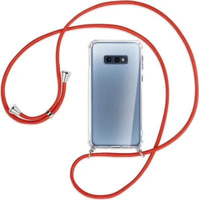 Produktbild von Handykette Backcover-Schutzhülle mit Band (Metall silberfarben) für Samsung Galaxy S10e - rot