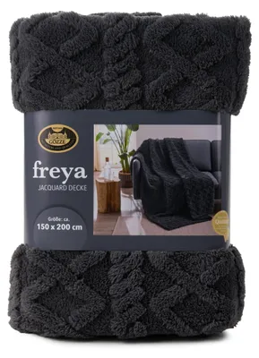 Produktbild von GÖZZE Jacquard Decke Freya kuschelige anschmiegsame Mikrofaser-Wohndecke mit dekorativer 3D-Hoch-Tiefstruktur Anthrazit 150 x 200 cm