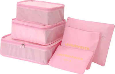 Image de Bagages Sacs de compression Organisateur 6 Set Pliable Vêtements multifonctions Paquets de tri, Rose
