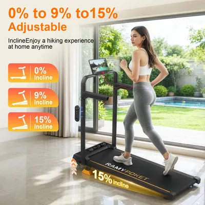 Productafbeelding van Loopband Opvouwbaar - 9% Hellingshoek - 2,5 PK Motor - 97x40 cm Loopvlak - Elektrisch - Voor Thuis En Kantoor