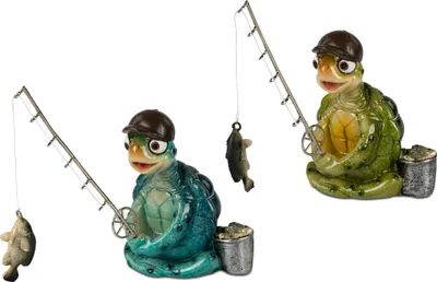 Produktbild von 2er Set Dekofiguren Schildkröten Harry Angler H. 12cm grün + blau Formano