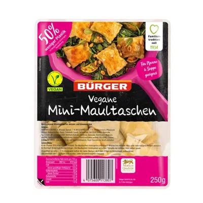 Produktbild von Bürger - Vegane Mini-Maultaschen, 250 g Beutel