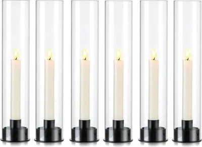 Produktbild von Famanu Kandelaar Set von 6 - Schwarze Halter - Moderne Kerzenhalter für Hochzeitsdekoration