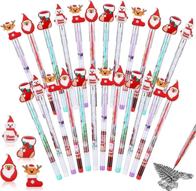 Zdjęcie produktu dla 40 sztuk ołówków bożonarodzeniowych 18 cm - Ojciec Boże Narodzenie Bałwan Łoś - jakość wstępnie naostrzone - 4 style