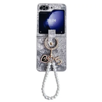 Image de Étui de protection avec chaîne à perles et anneau pour Samsung Galaxy Z Flip7 FE / Flip6 5G
