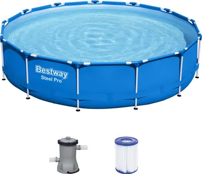 Produktbild von Bestway® Steel Pro™ Frame Pool-Set mit Filterpumpe Ø 396 x 84 cm, blau, rund