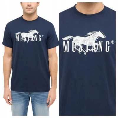 Obrázek produktu pro Mustang | Pánské tričko Austin, tmavě modré, bavlna, klasický střih, velikost M