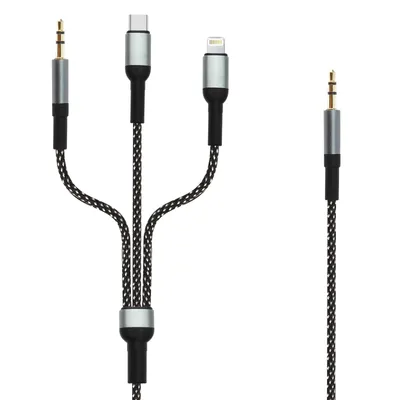 Immagine prodotto di Cavo audio con connessioni da 3,5 mm / USB-C / Lightning a jack da 3,5 mm da 1,5 m LinQ