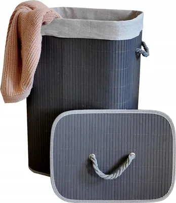 Produktbild von Ekspand | Wäschekorb - Grau - 72 L - Bambusmaterial - 40 x 30 x 60 cm