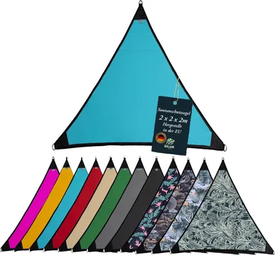 Produktbild von freigarten.de Sonnensegel Wasserdicht Sonnenschutz Garten mit befestigungen Leinen 100% Schutz vor UV-Strahlungen (2m x 2m, Blau)