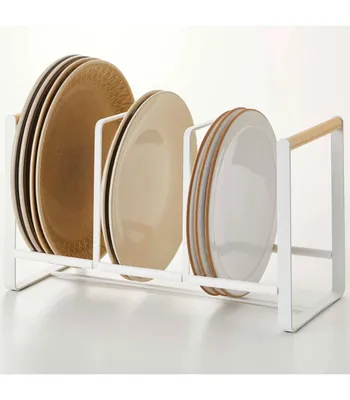 Productafbeelding van Yamazaki Home Bordenrek, afwasrek, serviesorganizer, wit, metaal met hout, Tosca, 02963