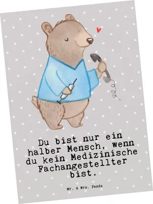 Produktbild von Mr. & Mrs. Panda einzelkarte Medizinische Fachangestellter Herz - Grau Pastell - Geschenk, Medizinischer, Postkarten, Postkarte, krank, Kunstkarten, Ausbildung, MFA