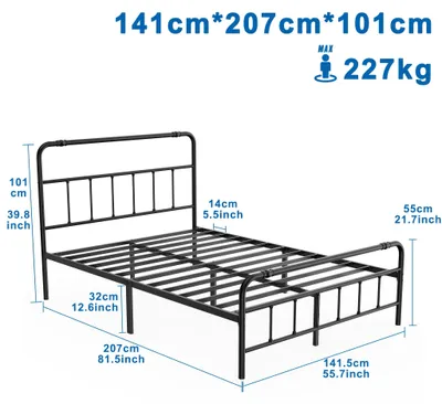 Immagine prodotto di Struttura del letto - Struttura del letto in metallo - Letto a due piazze - Divano letto - Rete del letto - 140x200 cm - Struttura in metallo robusta