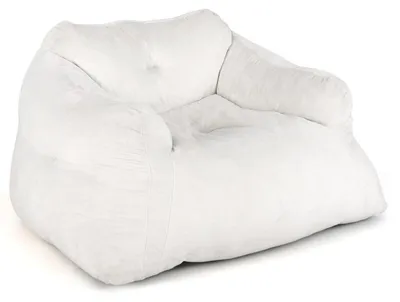 Immagine prodotto di Pouf per adulti con rivestimento in velluto, imbottitura in spugna, base antiscivolo, color beige