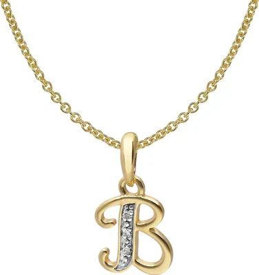 trendor 41520-B Buchstaben-Anhänger B Gold 333/8K mit vergoldeter Silberkette 1