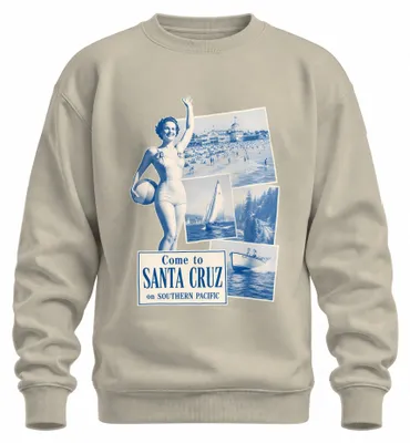 Zdjęcie produktu dla Bluza z kapturem "Santa Cruz, Southern Pacific, California, Wakacje, USA", kolor naturalny, rozmiar L