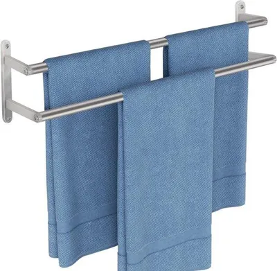 Immagine prodotto di Portasciugamani da parete, 60 cm, con foro, portasciugamani da parete in acciaio inossidabile, per bagno, camera da letto, cucina