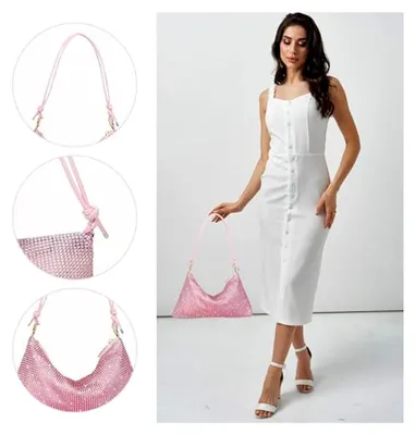 Produktbild von Tasche Glitzer Abendtasche Strasssteine,Abend Handtasche,Clutches Schultertasche,Glitzer Abendtasche Umhängetasche,Rosa Glitzer Abendtasche Damen,für Abend Prom Hochzeit Party Bankett
