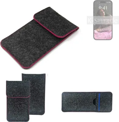 Produktbild von K-S-Trade Handy Schutz Hülle kompatibel mit Apple iPhone 14 Pro Schutzhülle Handyhülle Filztasche Pouch Tasche Case Sleeve Filzhülle dunkelgrau