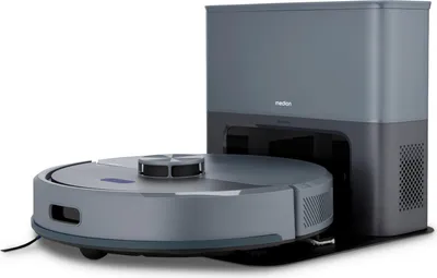 A robot vacuum cleaner with its charging and emptying station.